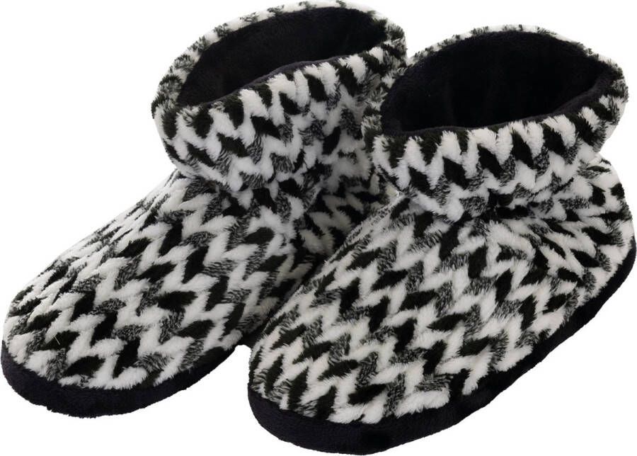 Pastunette Fleece sloffen zigzag Zwart