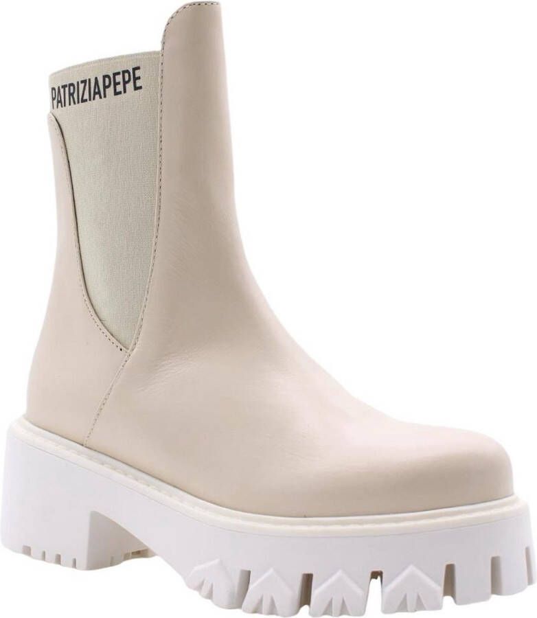 PATRIZIA PEPE Ocean Sand Laarzen met Logo Applicaties Beige Dames