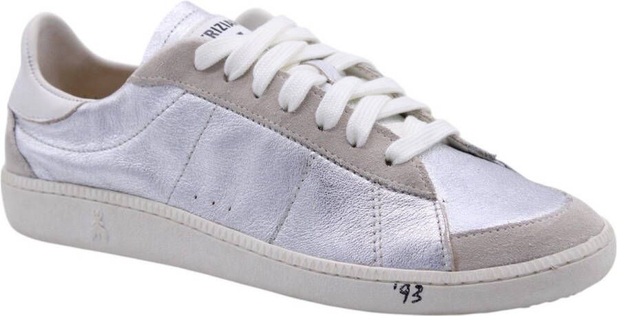 PATRIZIA PEPE Zilveren Metallic Sneakers met Leren Details Gray Dames