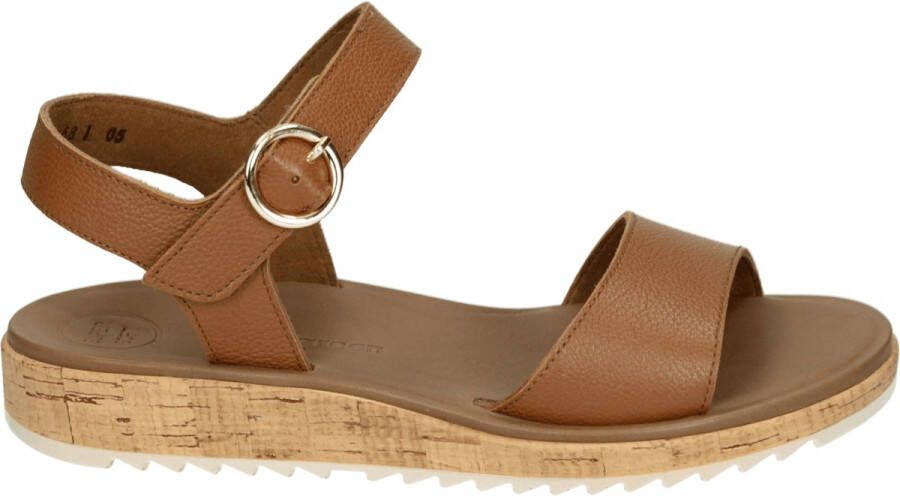 Paul Green 7134~~~~~~~~~~~~~~~~~~~~~~~~~~ Platte sandalenDames Sandalen Cognac