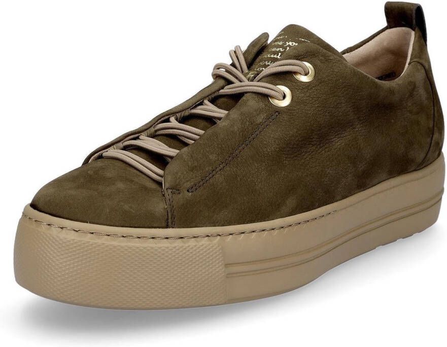 Paul Green dames leren sportschoenen kaki groen