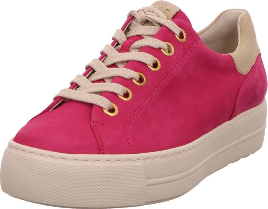 Paul Green Roze Nubuck Sneaker Veters Rubberen Zool - Foto 1