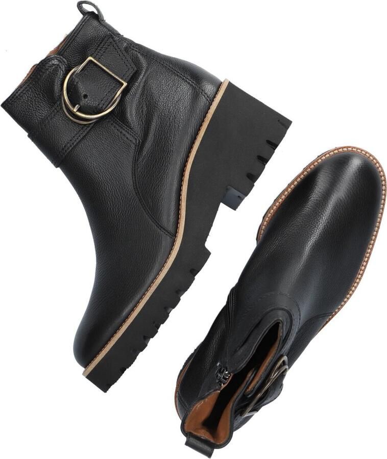 PAUL GREEN Enkellaarsjes Dames 9763 Leer Zwart