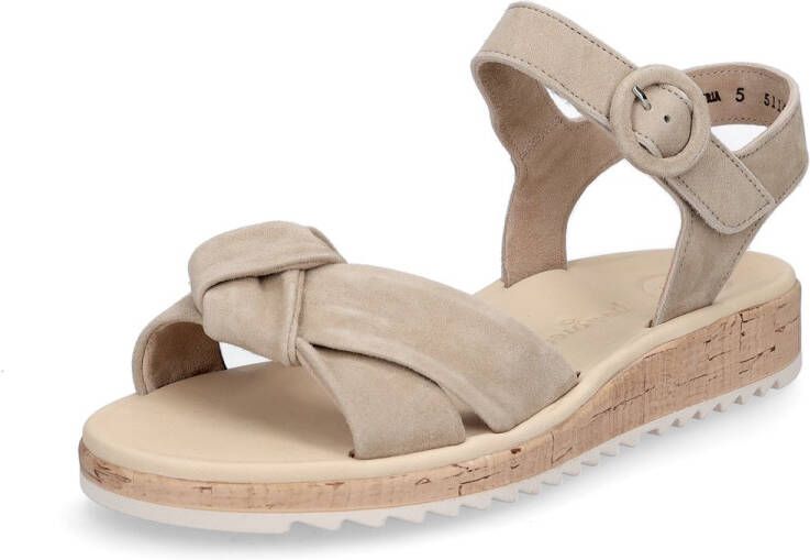 Paul Green Beige Sandaal Velours Leer Platte Rubberen Zool Beige Dames - Foto 3