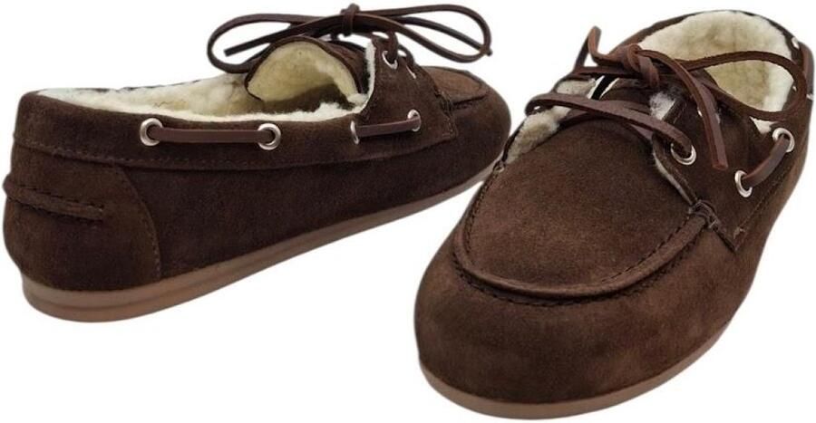 PAVEMENT Pavilde 24411 Brown Suede Warme Loafer met Wollen Voering