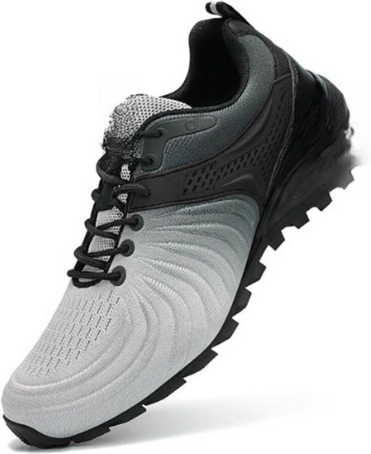 PEAM Heren Trail Running Schoenen Ademend Lichtgewicht Wandelen Trekking Trainers Wandelschoenen Zilver Grijs 44.5
