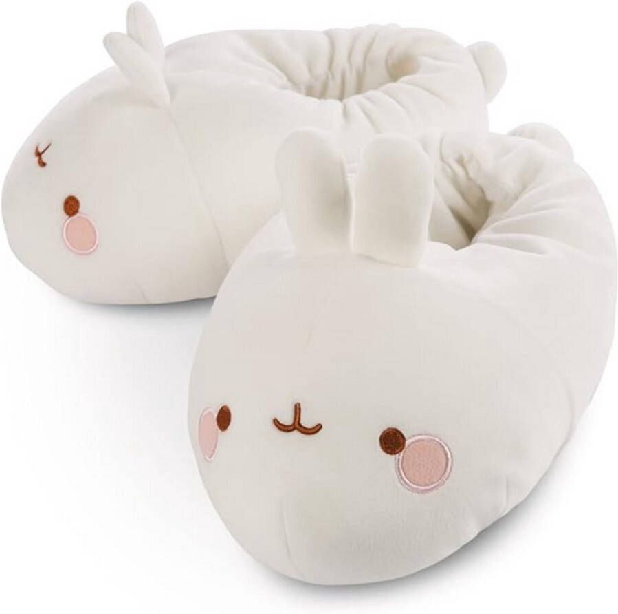 PEAM Molang Pluche Pantoffels Wit Warme Antislip Huisschoenen Voor En Volwassenen Comfortabele Dierenschoenen