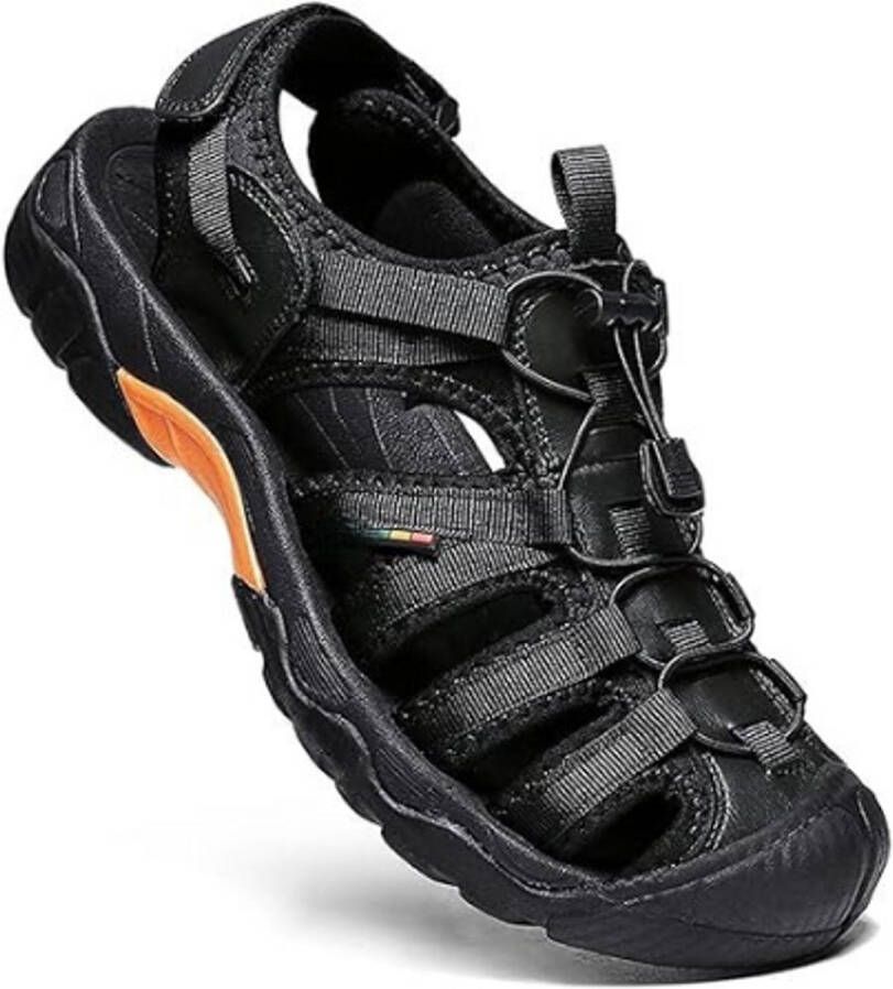 PEAM Sandalen-Heren-Zomer-Buiten-Antislip-Strand-Sport-Wandelen-Trekking-Casual-Leren-Gesloten-Teen-Visser