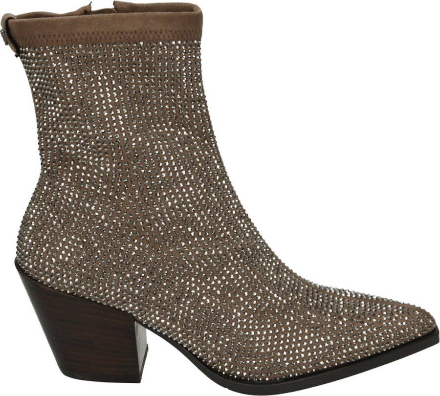 Pedro Miralles Taupe Suède Enkellaarzen met Zilveren Studs Beige Dames