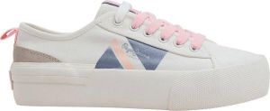 Pepe Jeans Allen Flag Color Lage Sneakers Wit Vrouw
