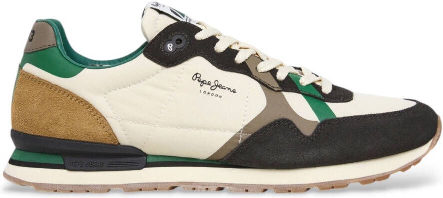 Pepe Jeans Brit Cover beige leren sportschoenen