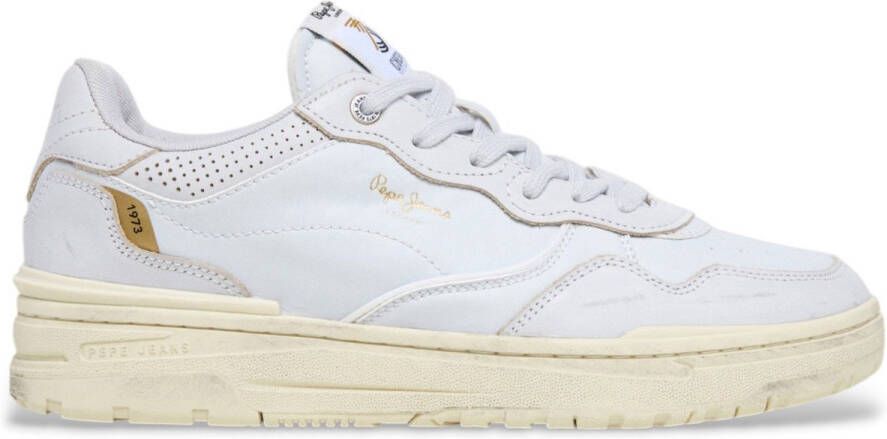 Pepe Jeans Chester Distress grijsachtig wit leren sportschoenen