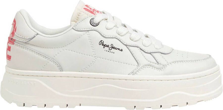 Pepe Jeans Kore Love Dames Sportschoenen Wit Leren Bovenmateriaal