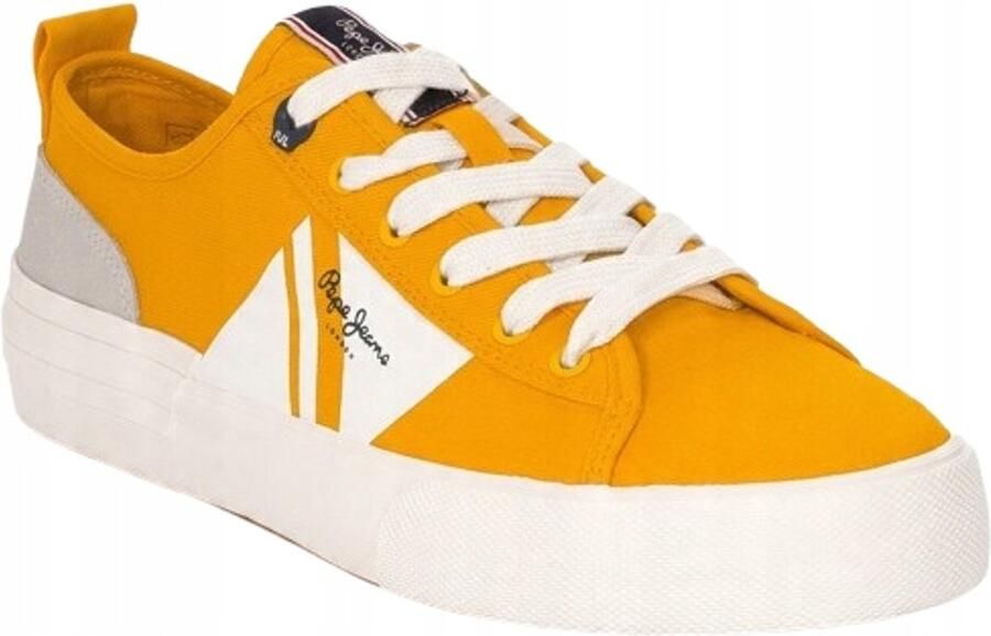 Pepe Jeans Allen Falg Serie Lage Sneakers Geel Vetersluiting