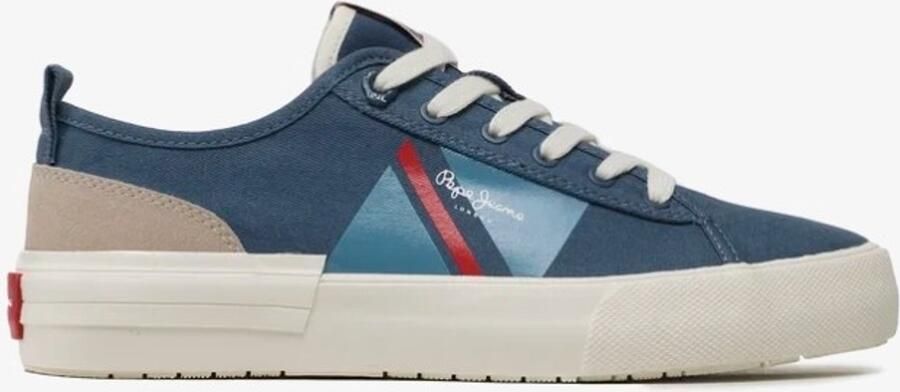 Pepe Jeans Allen Falg Serie Lage Sneakers Blauw Tekstiel Vetersluiting