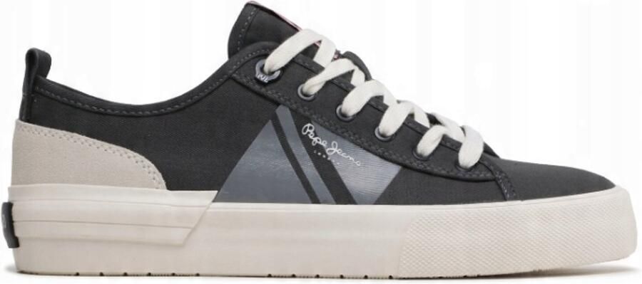 Pepe Jeans Allen Flag Mannelijke Sneakers Zwart Met Leer
