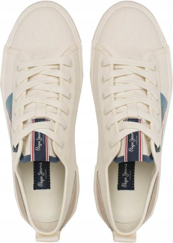 Pepe Jeans Allen Flag Sneakers Wit Leren Bovenkant