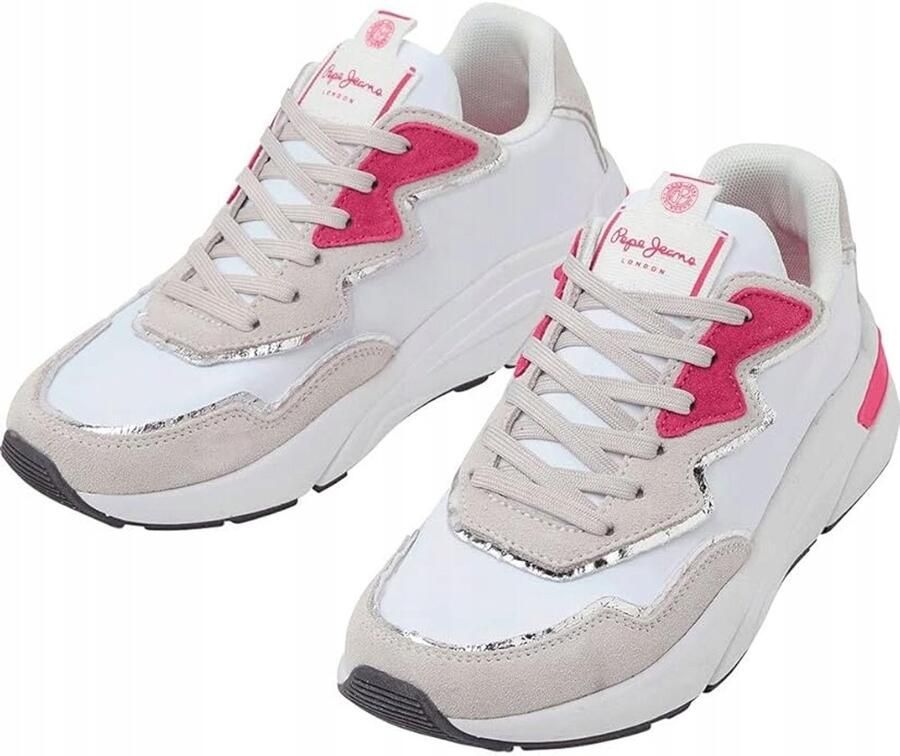 Pepe Jeans Arrow Light Damessneakers Wit Leder en Synthetisch Lage Schoen