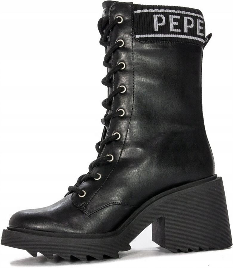 Pepe Jeans Boss Logo Laarzen Dames Zwart Veters