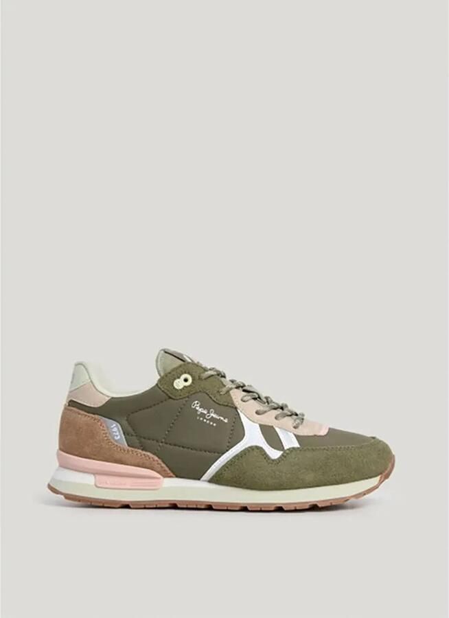 Pepe Jeans Sneakers laag 'Brit City' camel lichtgrijs olijfgroen pastelgroen