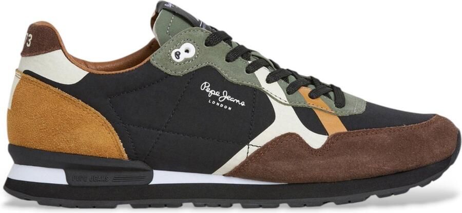 Pepe Jeans Brit Prints Bruin Leren Sneakers