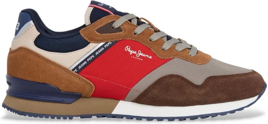 Pepe Jeans Bruine leren sneakers