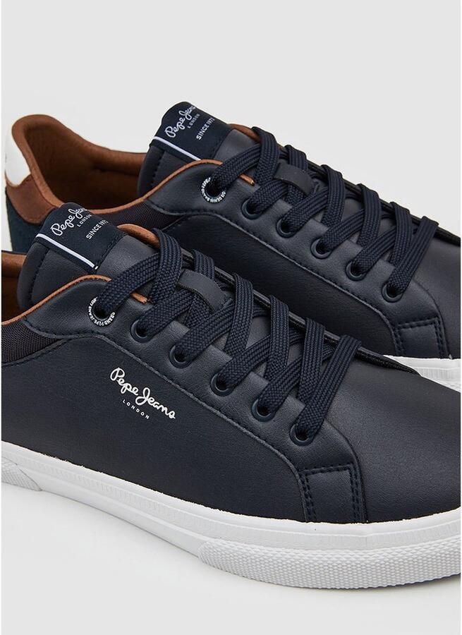Pepe Jeans Court De Kenton navy lederen sportschoenen