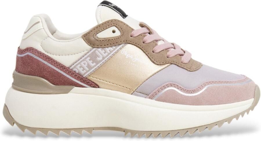 Pepe Jeans Kimi glam roze leren sportschoenen