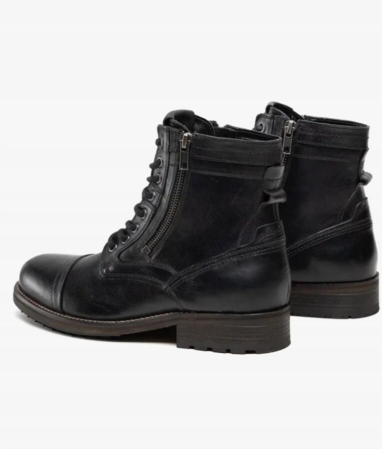 Pepe Jeans Leren Veterschoenen Zwart Met Rits