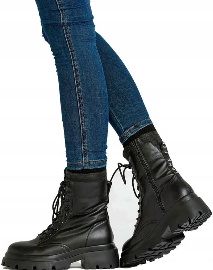 Pepe Jeans LOL Serie Dames Enkellaarzen Zwart Synthetisch Logo - Foto 3