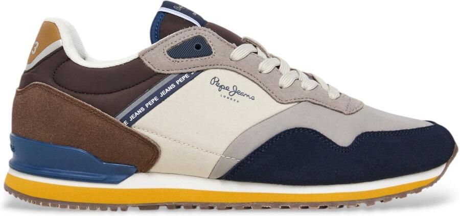 Pepe Jeans London Link marine leren sportschoenen