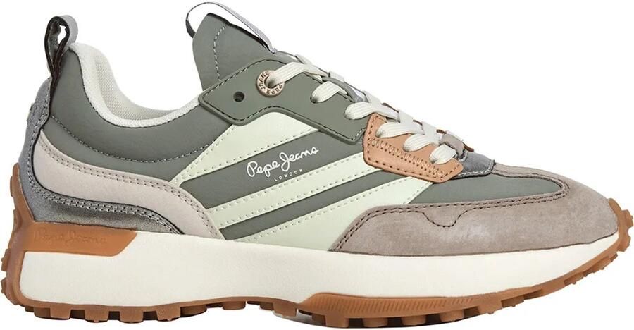 Pepe Jeans Sneakers laag 'Lucky Max' lichtbeige chocoladebruin pastelgroen donkergroen oranje zilver