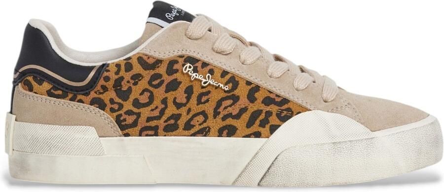 Pepe Jeans Milan Fierce beige leren sneakers
