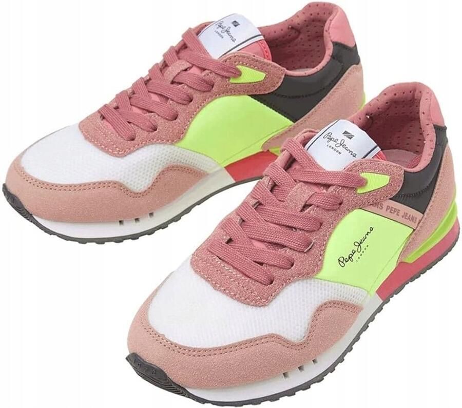 Pepe Jeans Sportieve Damesschoenen Multicolor Leren Buitenkant Vetersluiting