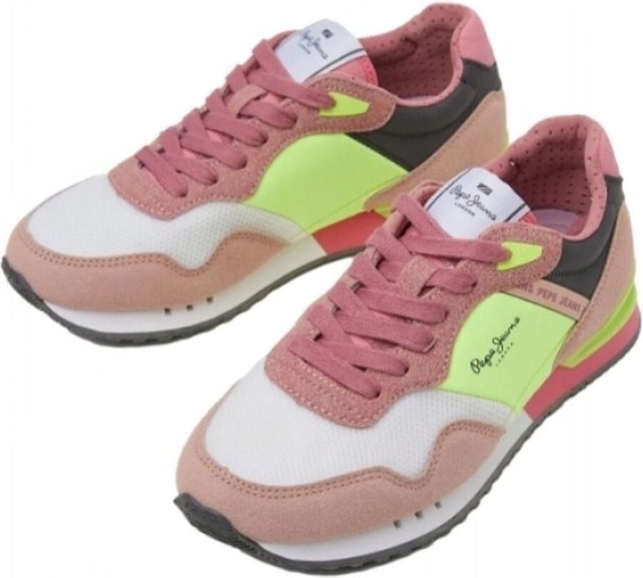 Pepe Jeans Sportieve Damesschoenen Multicolor Leren Buitenkant Vetersluiting