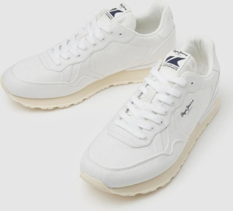 Pepe Jeans Sportieve Schoenen Wit Vetersluiting Ecru Zool