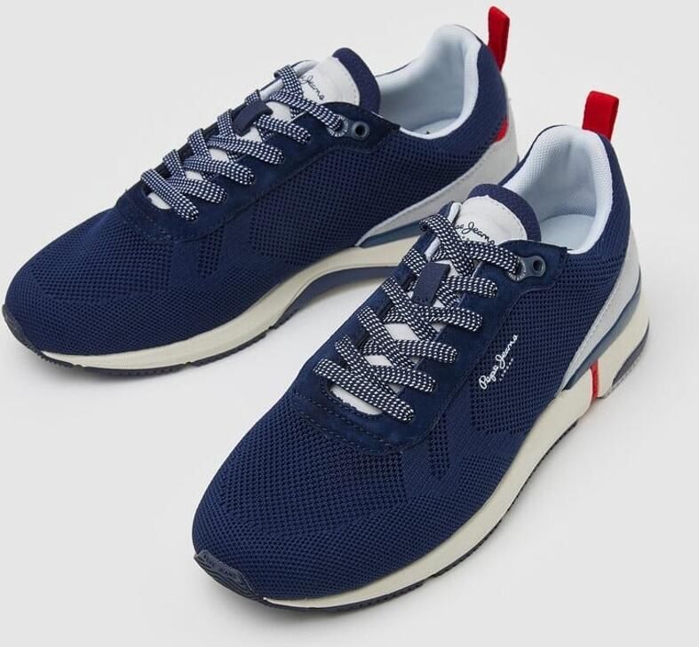 Pepe Jeans Sportschoenen Blauw Laag Vetersluiting Leer