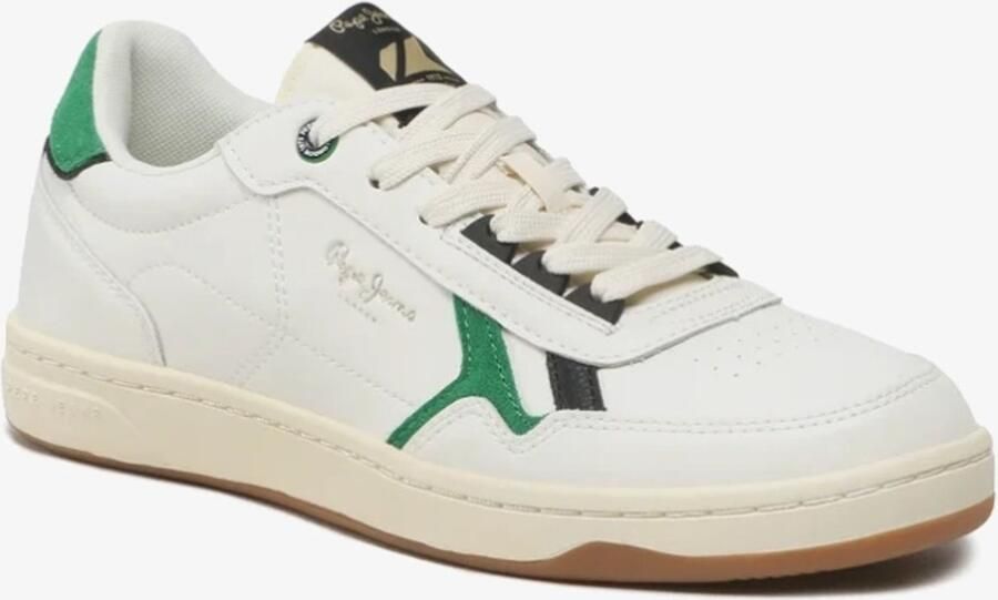 Pepe Jeans Serie Witte Herensportschoenen Groene Accenten Leren Details - Foto 2