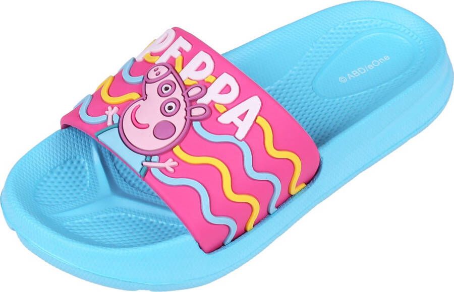 Peppa Pig Lichtblauwe-roze pantoffels voor meisjes