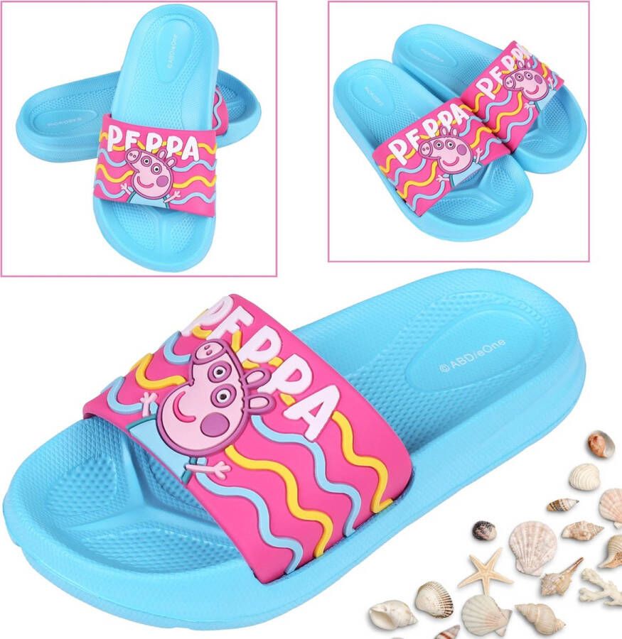 Peppa Pig Lichtblauwe-roze pantoffels voor meisjes