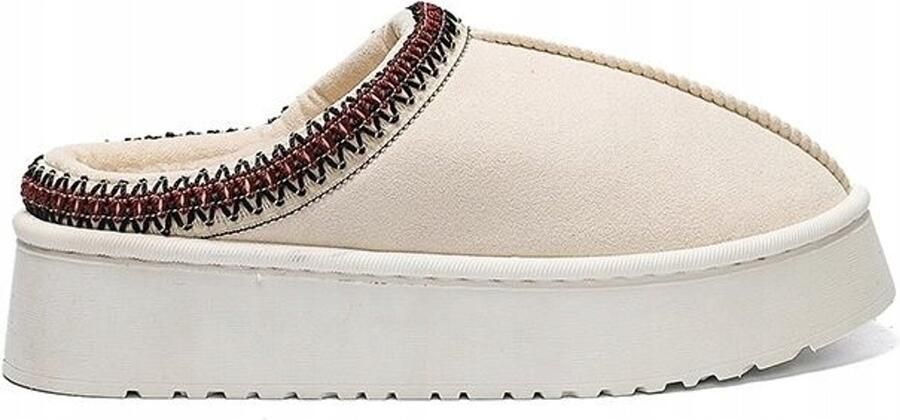 Permani Dames Pantoffels Beige Platform Comfortabel