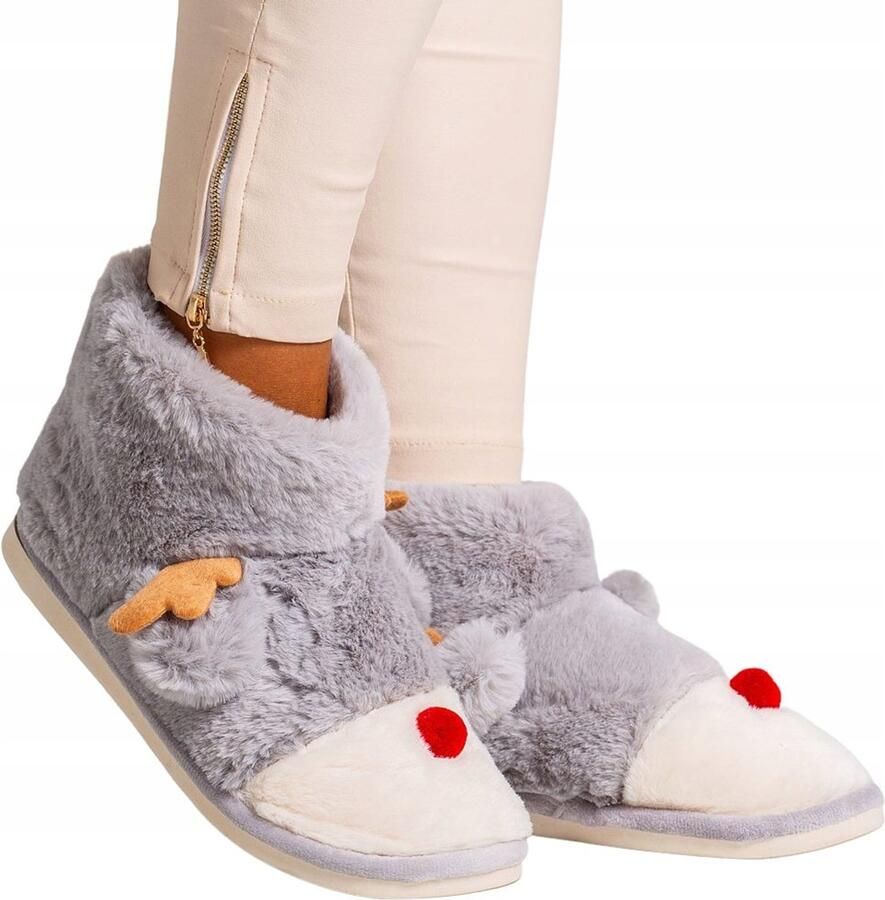 Permani Dames Pantoffels Hoog Model met Rendier Warm & Comfortabel