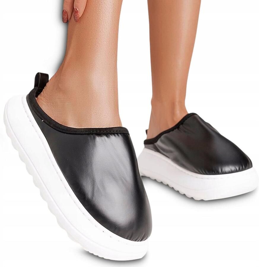 Permani Dames Slippers Zwart Platform