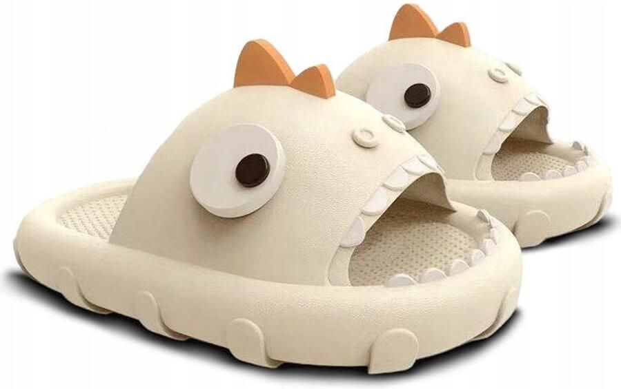 Per i Pirania Slippers Beige Unieke Strand- en Zwembadschoenen