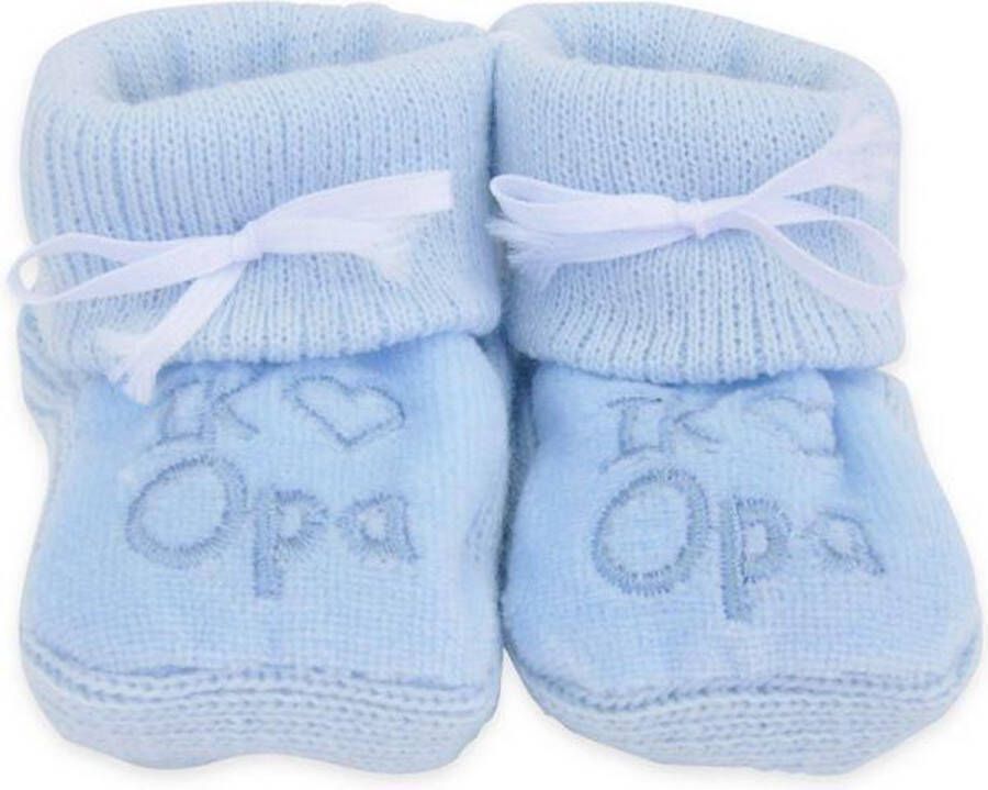 Petit Villain Kraamcadeau Newborn Slofjes Love Opa Blauw 0 3 maanden