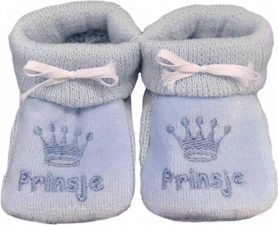 Petit Villain Kraamcadeau Newborn Slofjes Prinsje Blauw 0 3 maanden
