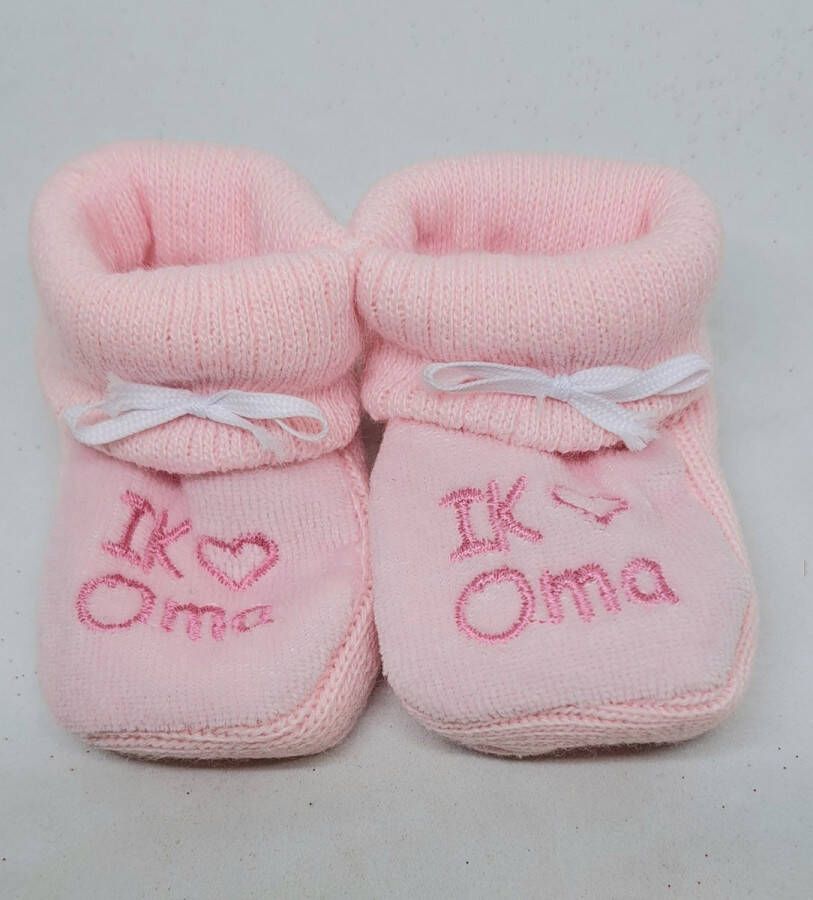 Petit Villain slofjes I-love-oma roze petit-villain kraamcadeau