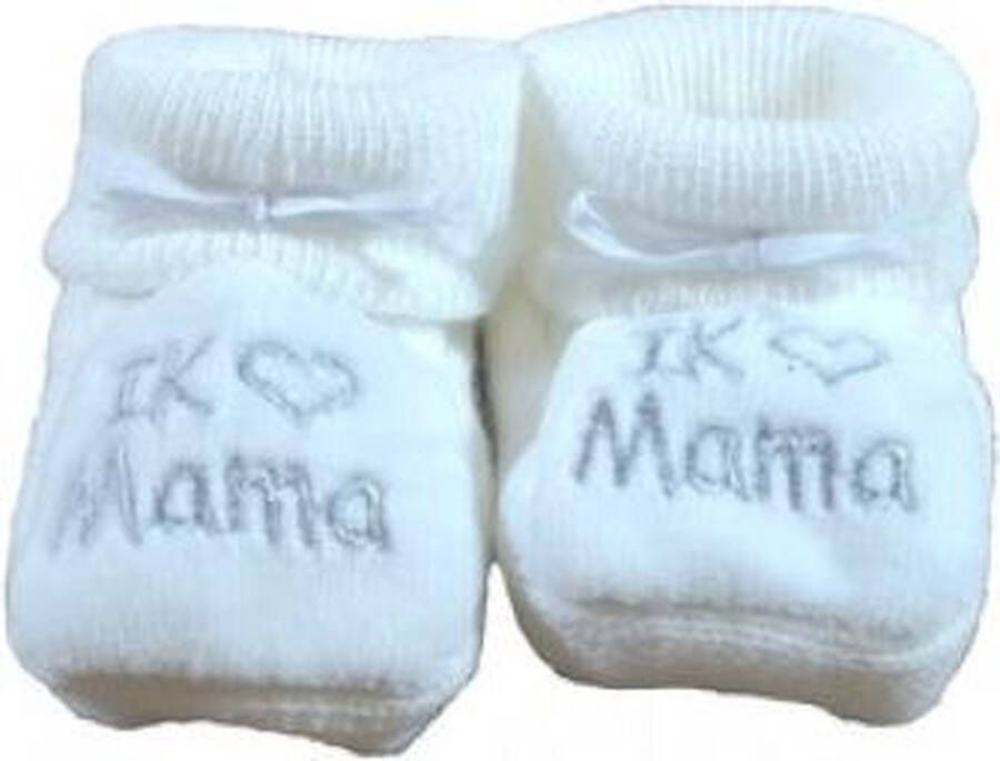 Petit Villain Slofjes ik hartje mama Wit - Foto 1