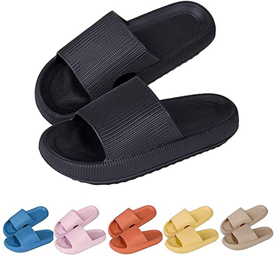Peysaitr Slippers EVA badslippers antislip & sneldrogend geschikt voor badkamer & thuis unisex zwart 1 paar
