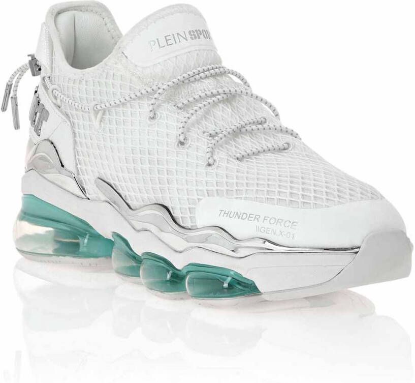 Plein Sport Lichtblauwe Mesh Runner Sneaker White Heren
